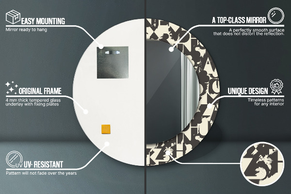 Abstraktná typografia Okrúhle dekoračné zrkadlo