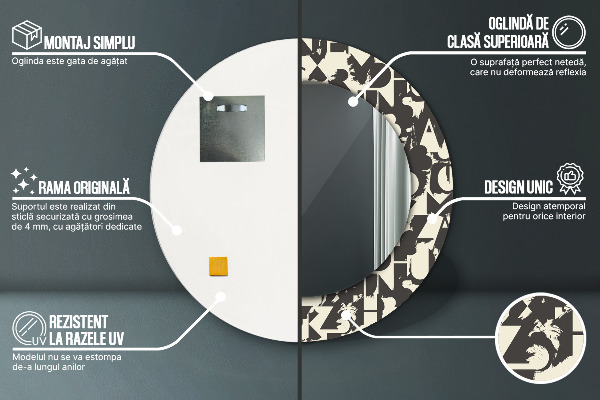 Abstraktná typografia Okrúhle dekoračné zrkadlo
