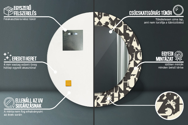 Abstraktná typografia Okrúhle dekoračné zrkadlo