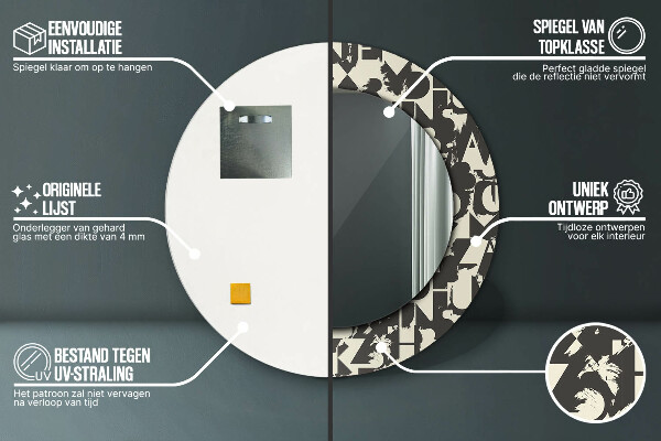 Abstraktná typografia Okrúhle dekoračné zrkadlo