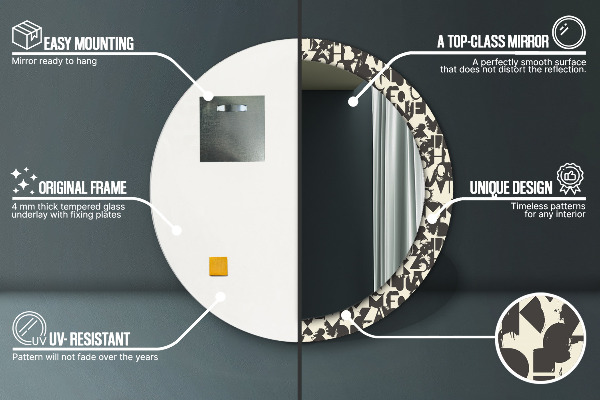 Abstraktná typografia Okrúhle dekoračné zrkadlo