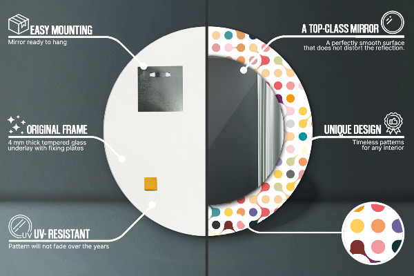 Bezšvový viacstorivorovaný Okrúhle dekoračné zrkadlo na stenu