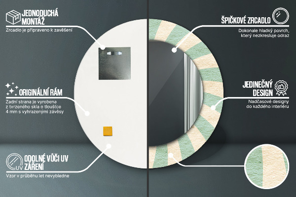 Retro pastelový vzor Okrúhle dekoračné zrkadlo na stenu