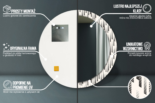 Pruhovaný vzor Okrúhle dekoračné zrkadlo na stenu