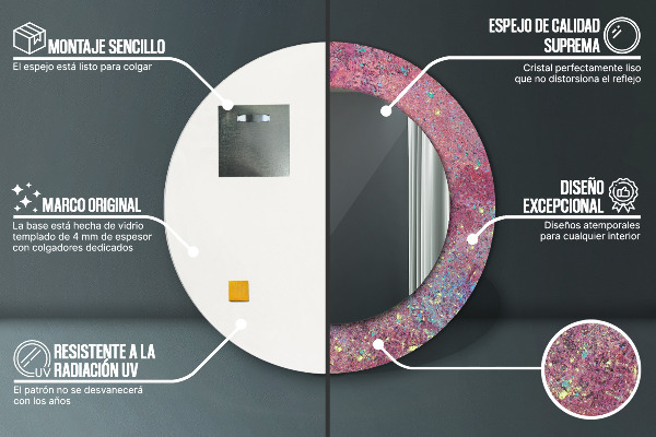 Festival farieb Okrúhle dekoračné zrkadlo na stenu