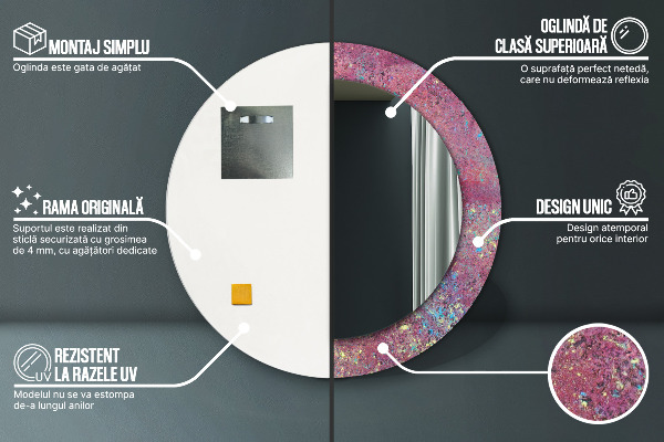 Festival farieb Okrúhle dekoračné zrkadlo na stenu