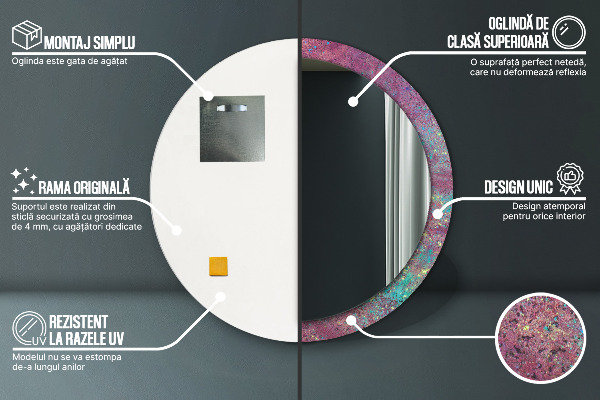 Festival farieb Okrúhle dekoračné zrkadlo na stenu