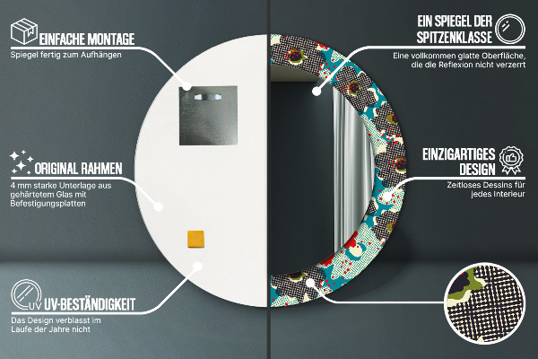 Retro kvety vzor Okrúhle zrkadlo s motívom