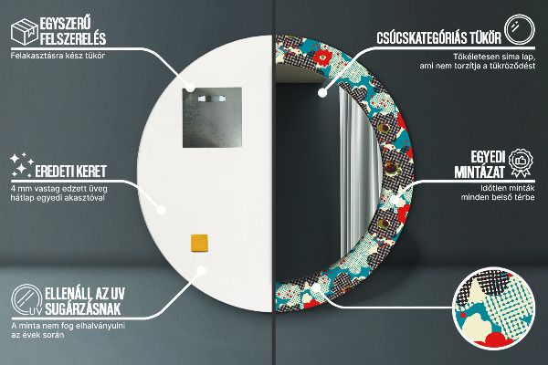 Retro kvety vzor Okrúhle zrkadlo s motívom