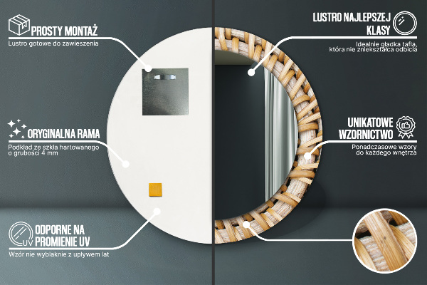 Prírodný cop Okrúhle zrkadlo s motívom