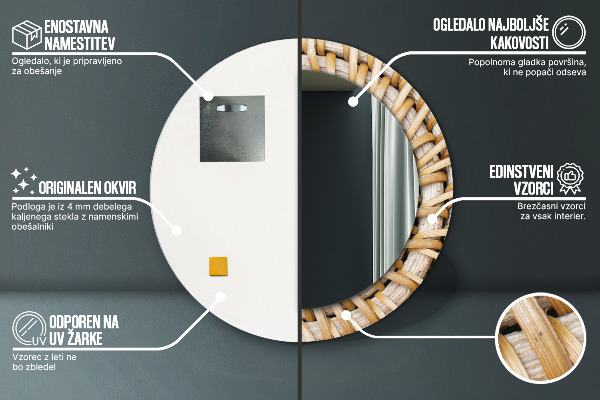 Prírodný cop Okrúhle zrkadlo s motívom