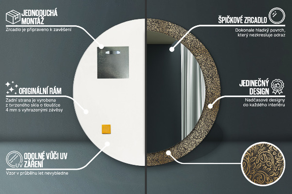 Zlaté ozdoby Okrúhle zrkadlo s motívom