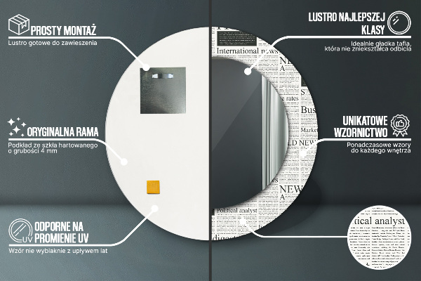 Vzor z novín Okrúhle dekoračné zrkadlo na stenu