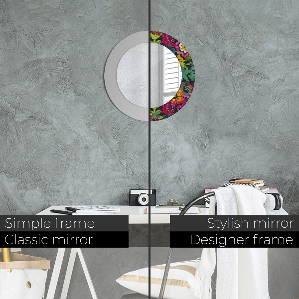 Ručne maľované kvety Okrúhle dekoračné zrkadlo