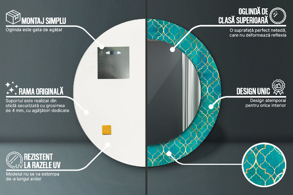 Zelené a zlaté zloženie Okrúhle dekoračné zrkadlo