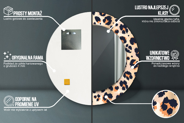 Divoký vzor Okrúhle dekoračné zrkadlo na stenu