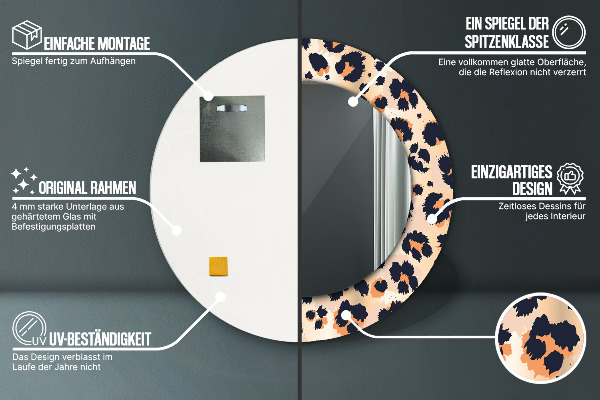 Divoký vzor Okrúhle dekoračné zrkadlo na stenu