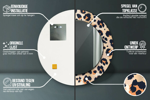 Divoký vzor Okrúhle dekoračné zrkadlo na stenu