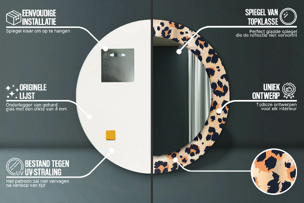 Divoký vzor Okrúhle dekoračné zrkadlo na stenu