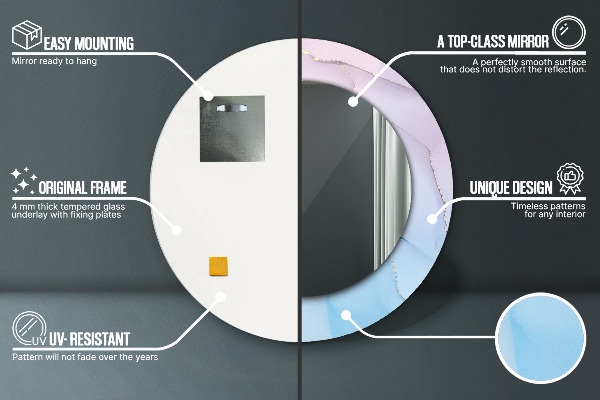 Moderná mramorová textúra Okrúhle dekoračné zrkadlo