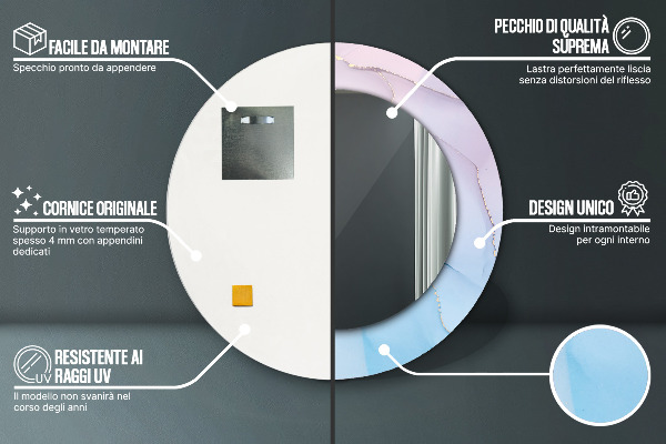 Moderná mramorová textúra Okrúhle dekoračné zrkadlo