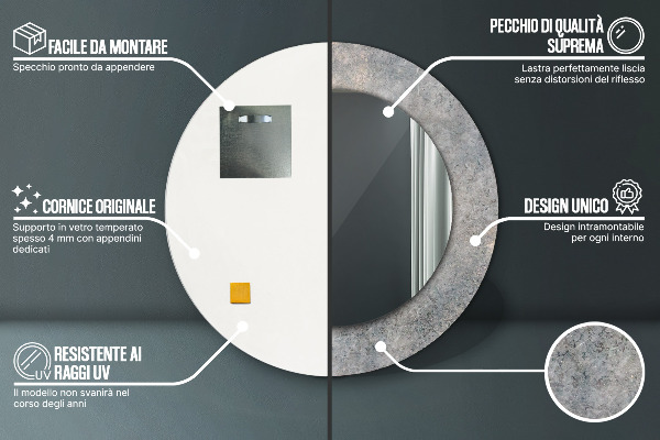 Betón Okrúhle dekoračné zrkadlo na stenu