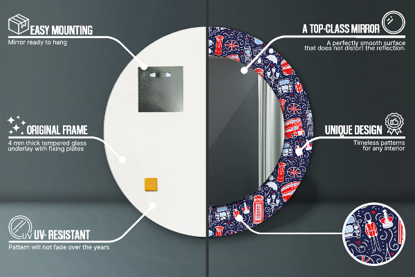 Londýnsky symbol Okrúhle dekoračné zrkadlo na stenu