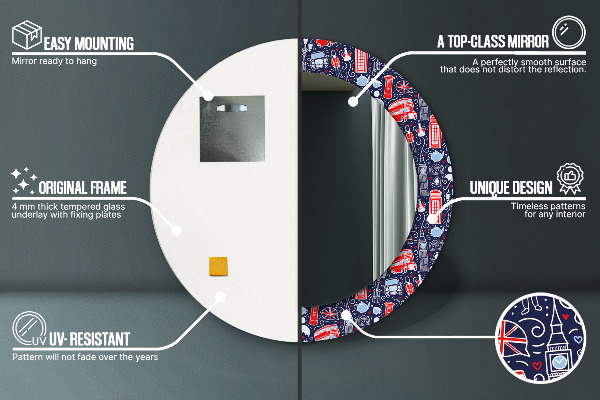 Londýnsky symbol Okrúhle dekoračné zrkadlo na stenu