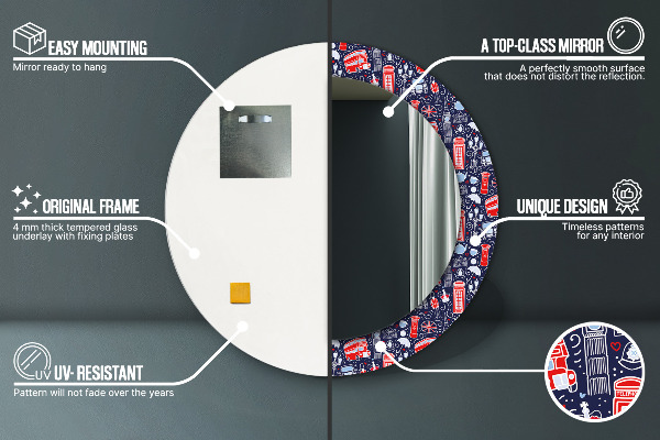 Londýnsky symbol Okrúhle dekoračné zrkadlo na stenu