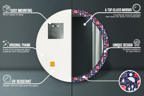 Londýnsky symbol Okrúhle dekoračné zrkadlo na stenu