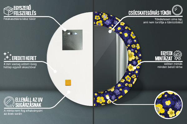 Sladké malé kvety Okrúhle dekoračné zrkadlo