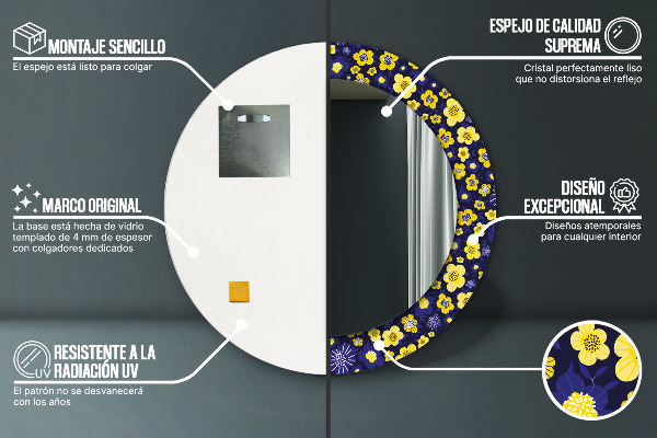 Sladké malé kvety Okrúhle dekoračné zrkadlo