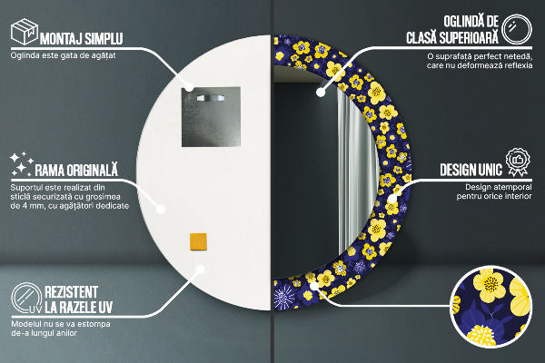 Sladké malé kvety Okrúhle dekoračné zrkadlo