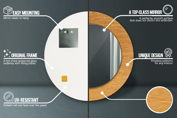 Kovový povrch Okrúhle dekoračné zrkadlo