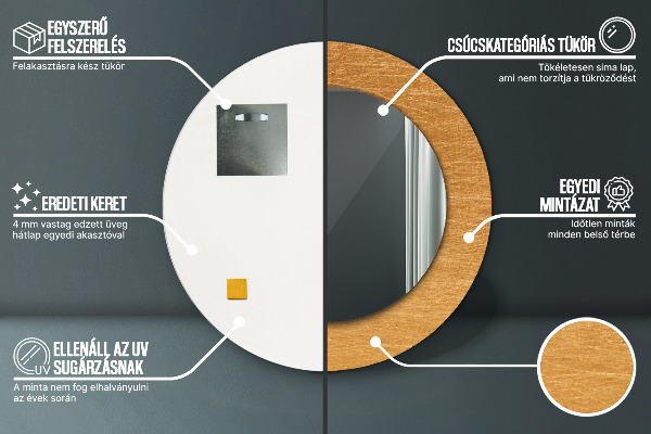 Kovový povrch Okrúhle dekoračné zrkadlo