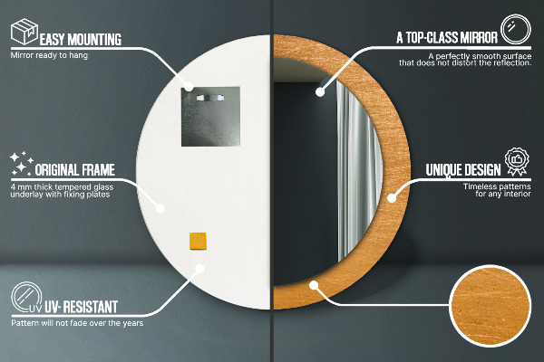 Kovový povrch Okrúhle dekoračné zrkadlo