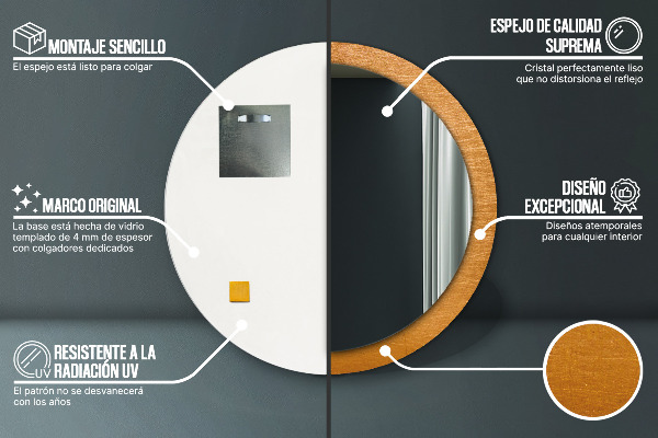 Kovový povrch Okrúhle dekoračné zrkadlo