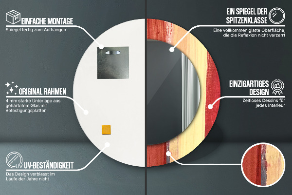 Abstraktný obrázok Okrúhle dekoračné zrkadlo na stenu