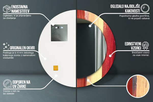 Abstraktný obrázok Okrúhle dekoračné zrkadlo na stenu