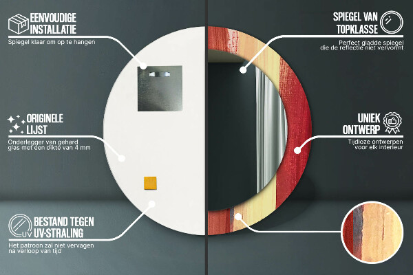 Abstraktný obrázok Okrúhle dekoračné zrkadlo na stenu