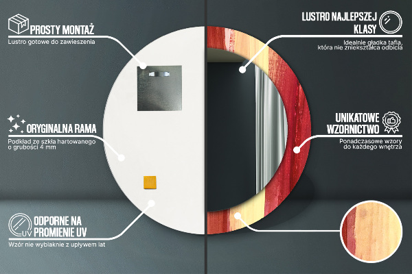 Abstraktný obrázok Okrúhle dekoračné zrkadlo na stenu