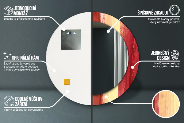 Abstraktný obrázok Okrúhle dekoračné zrkadlo na stenu