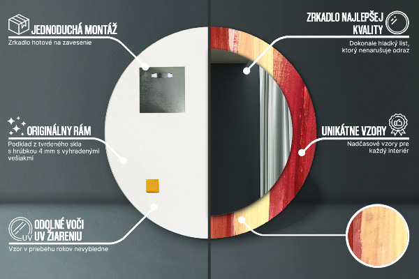 Abstraktný obrázok Okrúhle dekoračné zrkadlo na stenu