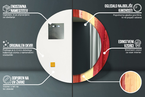 Abstraktný obrázok Okrúhle dekoračné zrkadlo na stenu