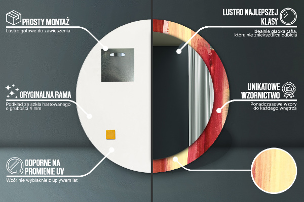 Abstraktný obrázok Okrúhle dekoračné zrkadlo na stenu