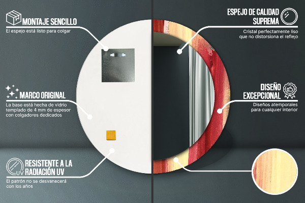 Abstraktný obrázok Okrúhle dekoračné zrkadlo na stenu