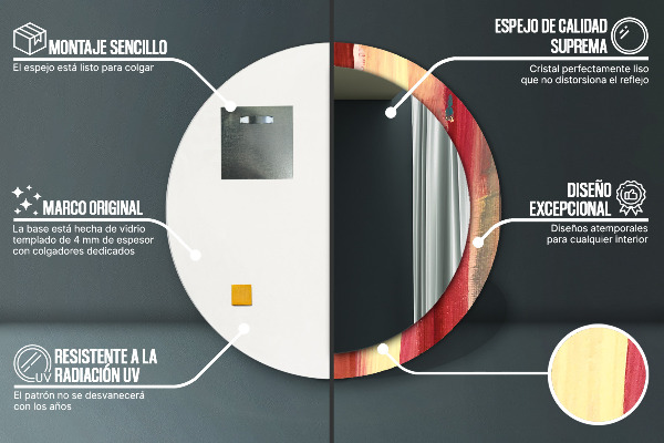 Abstraktný obrázok Okrúhle dekoračné zrkadlo na stenu