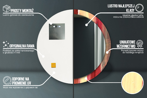 Abstraktný obrázok Okrúhle dekoračné zrkadlo na stenu