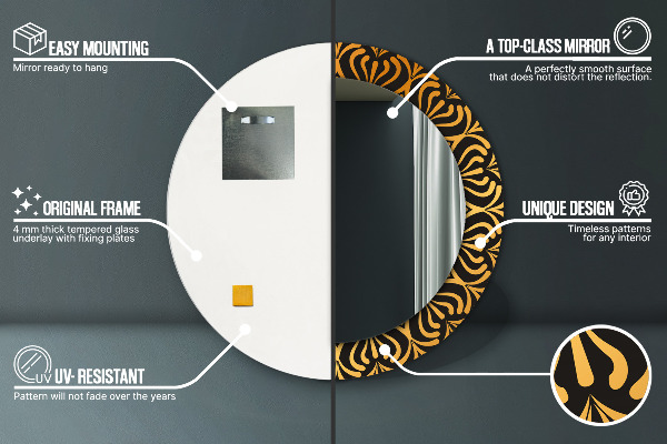 Zlatá mandala Okrúhle dekoračné zrkadlo na stenu