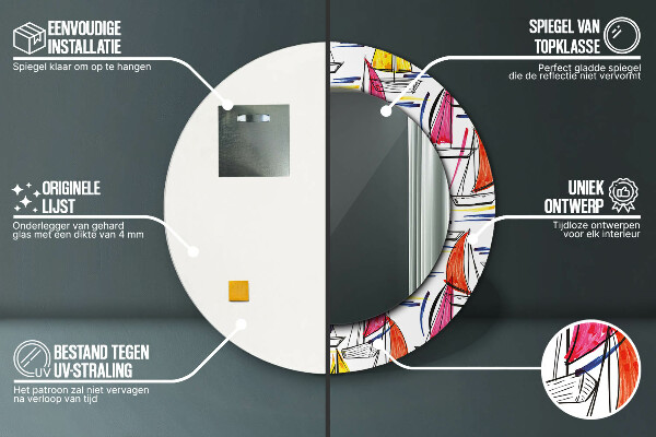 Łódź na jazere Okrúhle dekoračné zrkadlo na stenu